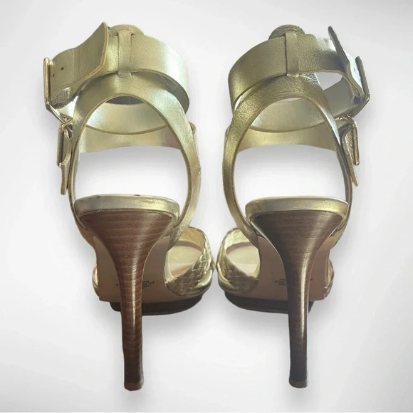 MARC FISHER Cari Gold Leather Open Toe High Heel Sandals Size 7 | EUC - Picture 9 of 10